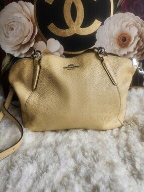 Coach Pebbled Leather Shoulder Bag in Light Yellow